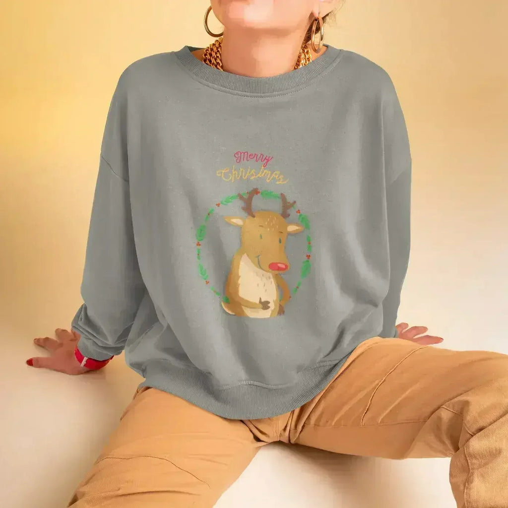 Reindeer Christmas Sweatshirt - Cozy Holiday Sweater | Femstylo