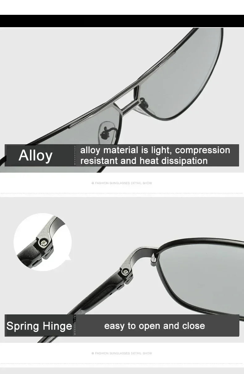2024 UV400 Polarized Sunglasses Men Women Outdoor Discoloration Eyewear Men Trendy Photochromic Night Vision Sun Glasses