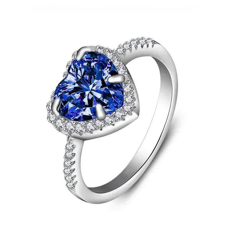 2025 New European and American Peach Heart Ring Women's Personalized Love Shaped Zircon Inlaid Diamond Fashion Jewelry Wholesale