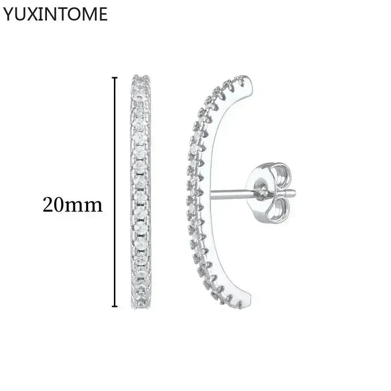925 Sterling Silver Ear Needle Fashion Hoop Earrings White Crystal Luxury Women's Silver Earrings Wedding Women's Jewelry Gift