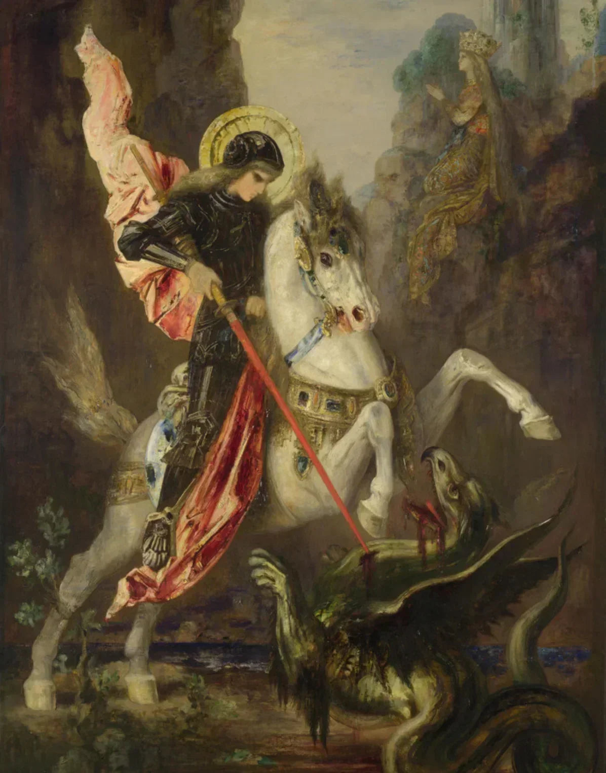 Fairy Tale St George Slaying Dragon Stainless Steel Men Women Necklaces Pendants Chain Punk Jewelry Creativity Gift Wholesale