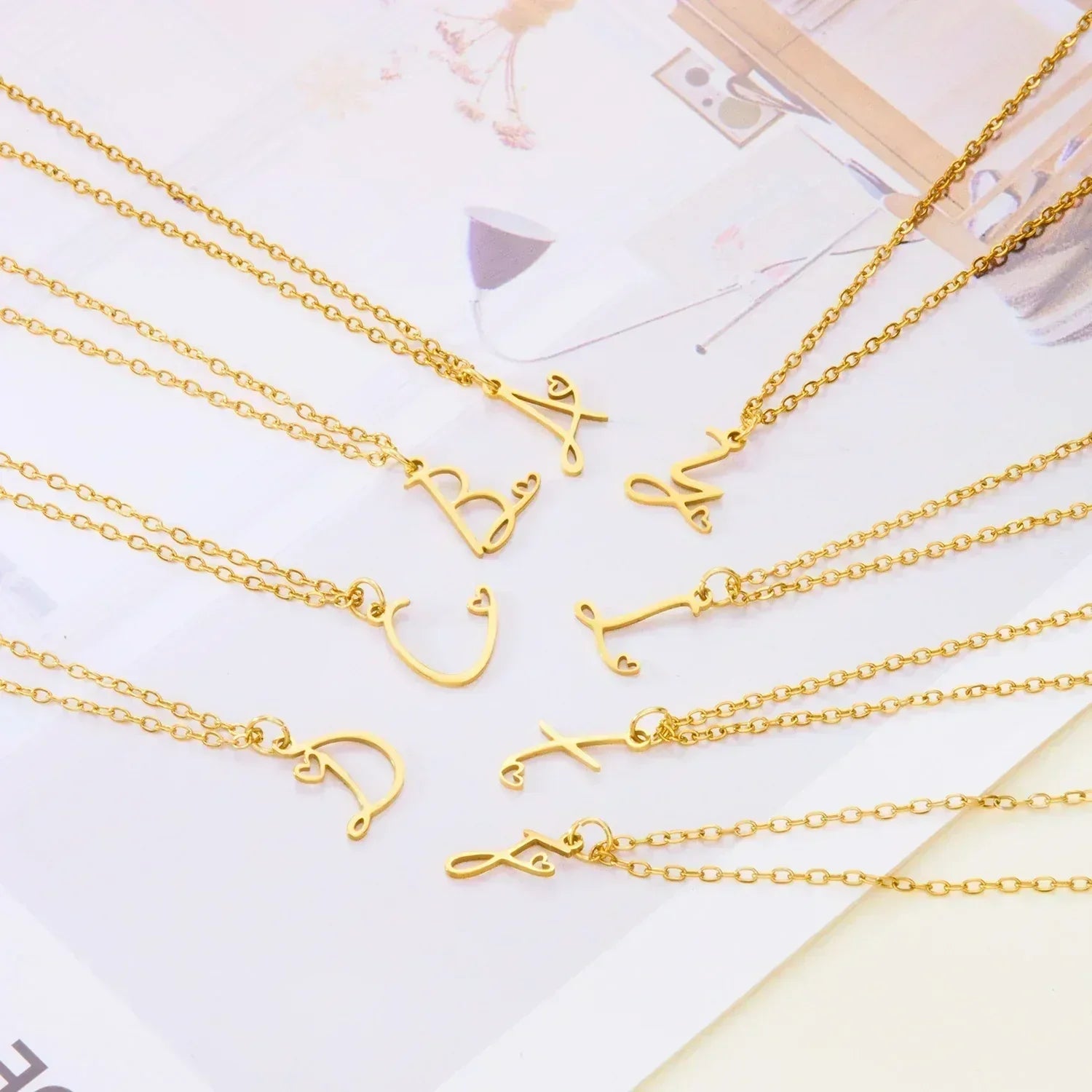 26 Initial Letters Heart Pendant Stainless Steel Necklace for Women Gold Color A-Z Alphabet Choker Chain Birthday Jewelry Gift
