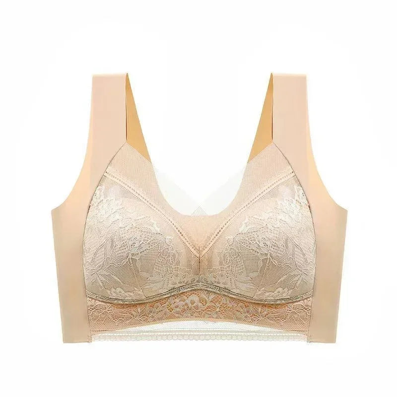 L-5XL Women Large Bra Push Up Ice Silk Seamless upper Bralette Lace Wireless Summer Bras Plus Size Top Lingerie Underwear 15019