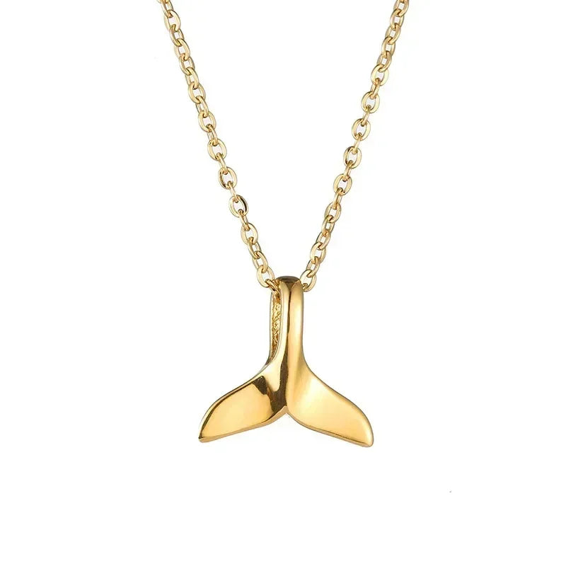 Dainty Gold Plated Mermaid Fish Tail Necklace For Women Summer Beach Jewelry Accessories
