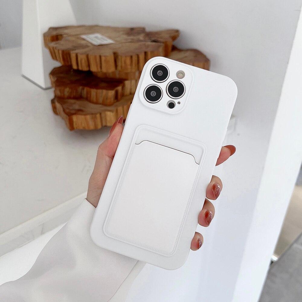 Soft Silicone Card Phone Case for IPhone 13  12 Pro Max Shockproof Protector Cover for IPhone 14 Plus Cases Heavy Duty Solid Slim Lightweight Anti-Shock Cover for iPhone