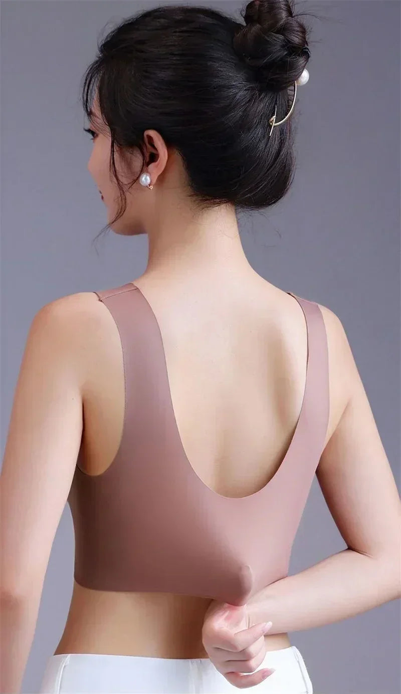 L-5XL Women Large Bra Push Up Ice Silk Seamless upper Bralette Lace Wireless Summer Bras Plus Size Top Lingerie Underwear 15019