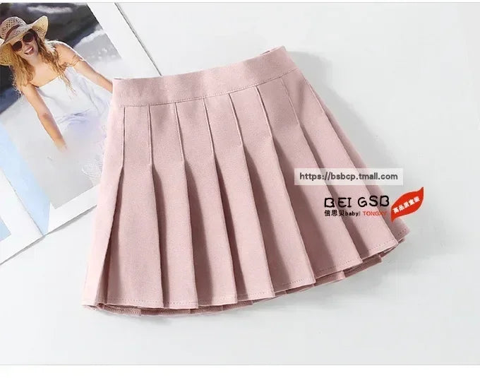 1pcs Spring Summer Girls Pleated Skirt Students Elastic A-line Skirt Kids College Style jk Skirts Childrens Fashion Short Skirts