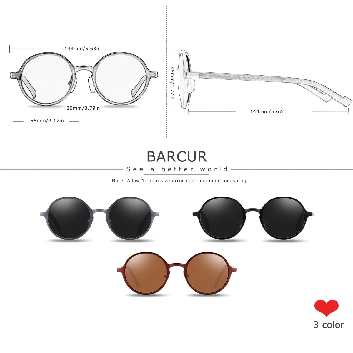 BARCUR Retro Round Trendy Polarized Sunglasses for Women – Vintage Fashionable Aluminum Magnesium Alloy Frame with UV400 Protection – Punk-Inspired Fashion Circular Sunglasses for Travel Business & Outdoor Style with Premium Gift Box