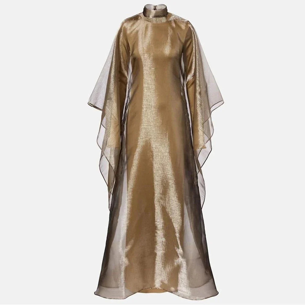 Radiant Sheer Metallic Maxi Dress
