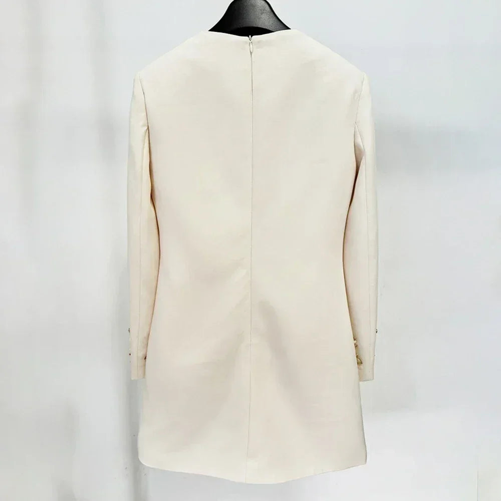 TWOTWINSTYLE Patchwork Diamond Dresses For Women Round Neck Long Sleeve High Waist Loose Mini Dress Female Fashion Clothing 2024