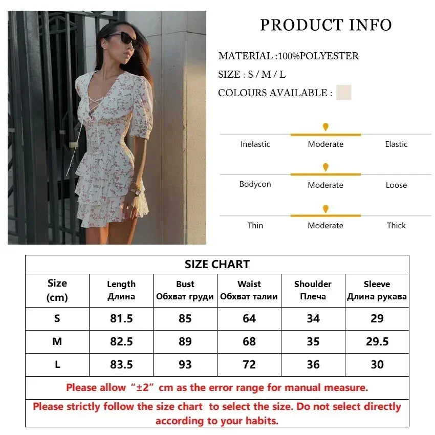 Clacive Summer Slim Print Women's Dress 2024 Sexy V-Neck Short Sleeve Mini Dresses Elegant High Waist Pleated Female Dress