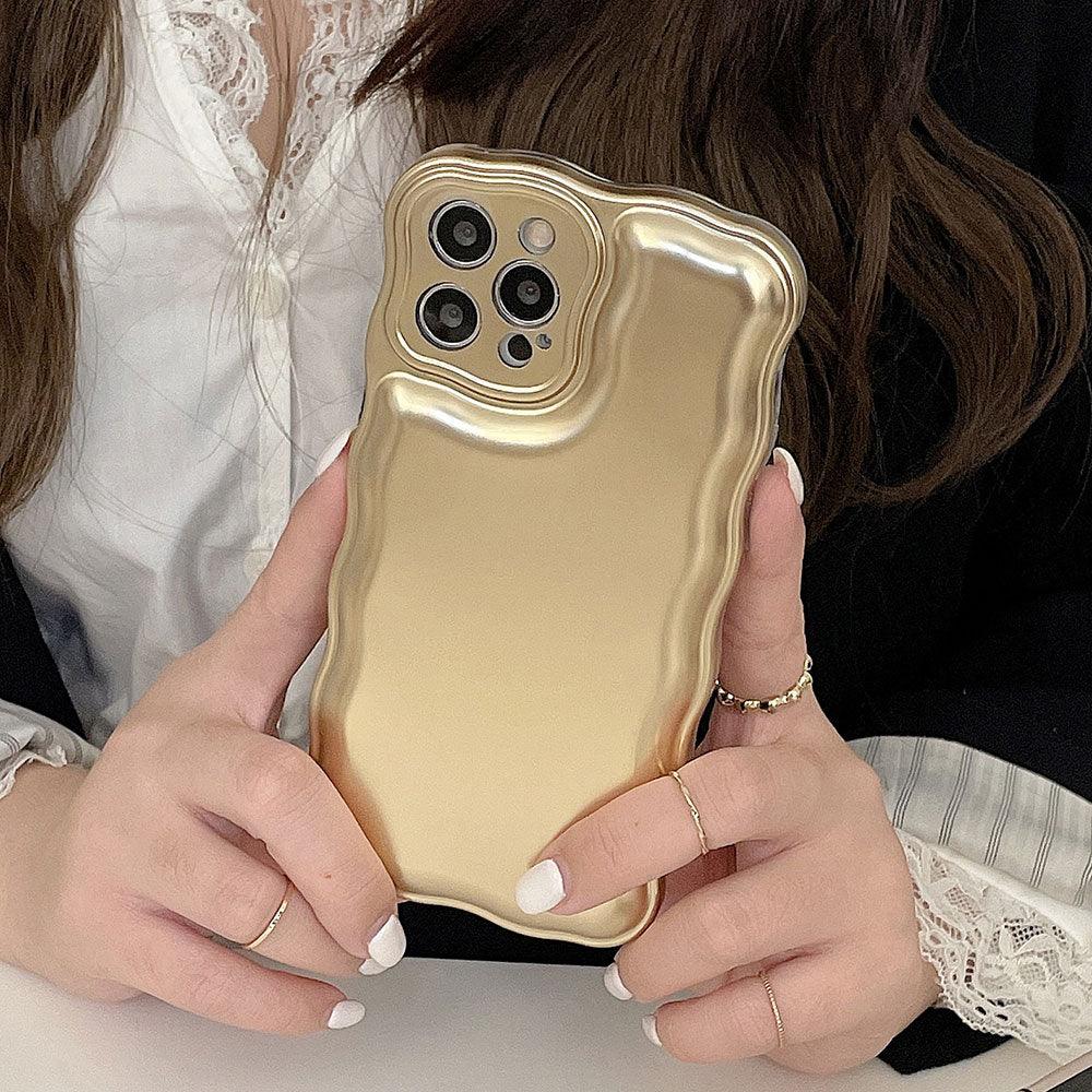 Women Luxury Gold Color Shockproof Phone Case for iPhone 14 13 12 11 Pro Max X Xs Max XR Shock-Absorbing Elegant Shiny Case for iPhone Strong iphone Back Cover