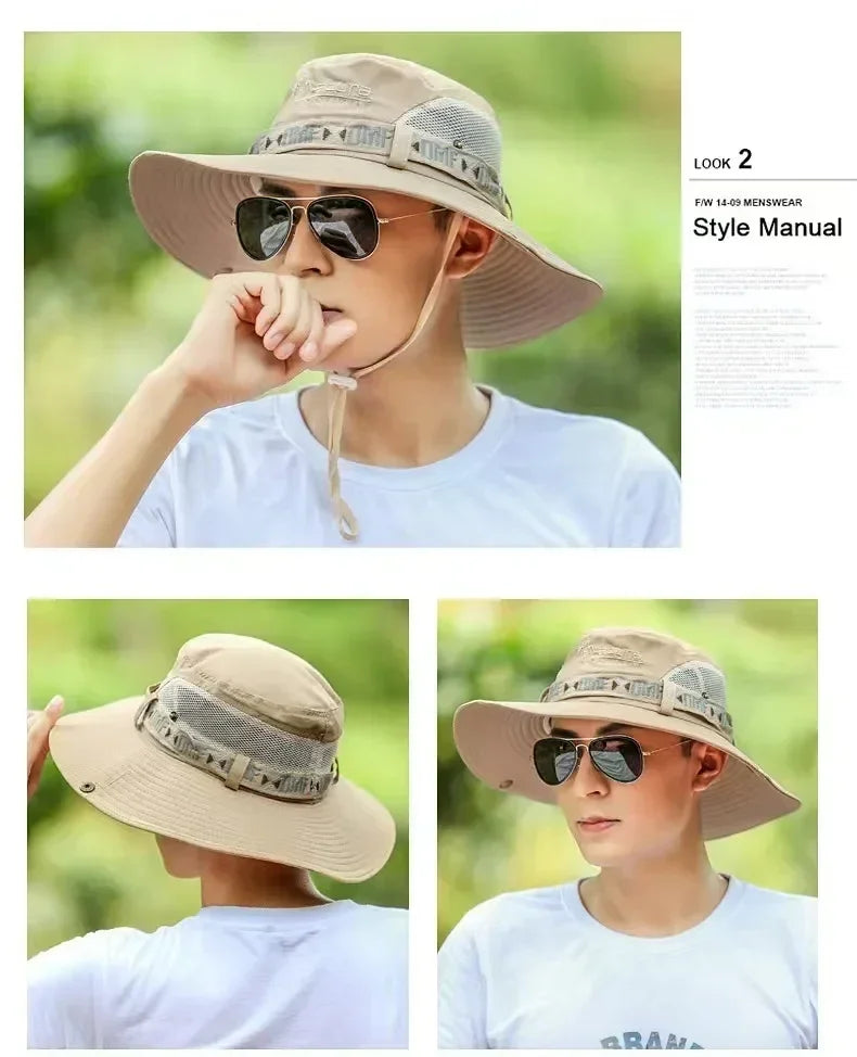 Hat Men's Outdoor Fishing Fisherman Hat Men's Large-brimmed Sun Hat Summer Sun Hat Youth Foldable Fishing Hat