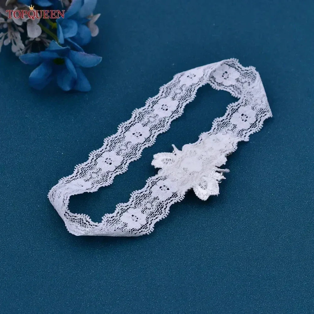 TOPQUEEN ST40 Sexy Lace Flower Thigh Ring Crystal Beaded Pearls Wedding Garter Belt  Bridal Cosplay Fashion Stocking Ring