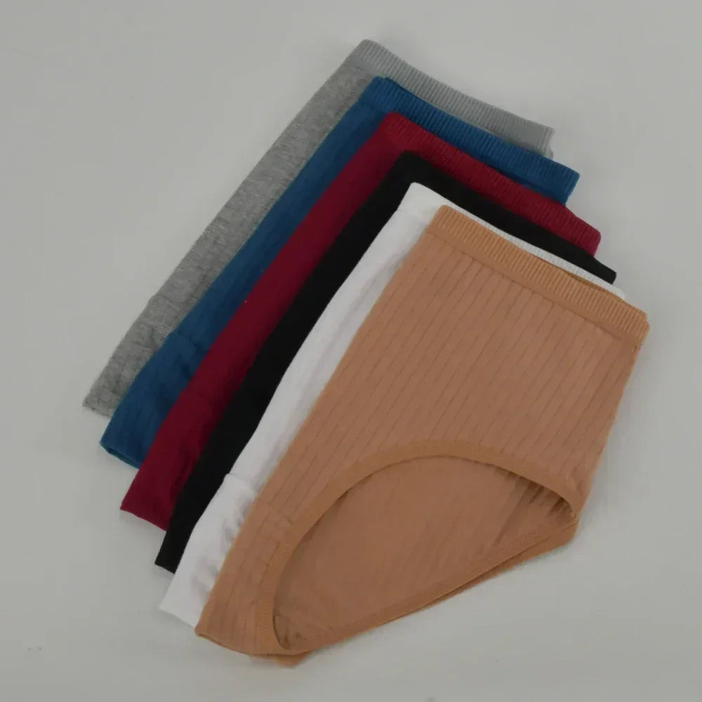 Soft High Waist Cotton Panties Underwear For Women Breathable Plus Size Woman Briefs Female Lingerie Underpants Panty Striped