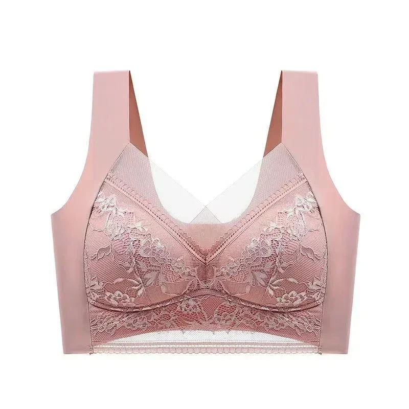 L-5XL Women Large Bra Push Up Ice Silk Seamless upper Bralette Lace Wireless Summer Bras Plus Size Top Lingerie Underwear 15019