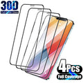 4pcs Full Cover Tempered Glass For Iphone 11 13 12 Pro Max Mini Xs X Xr Screen Protector On Iphone 7 8 Plus 6 6s Se 2020 Glass Guard Screen Protector For Iphone