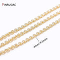 4mm*4.5mm 14K Real Gold Plated Round Textured Chains For Necklace Making, DIY Jewelry Accessories Handmade Crafts Chains