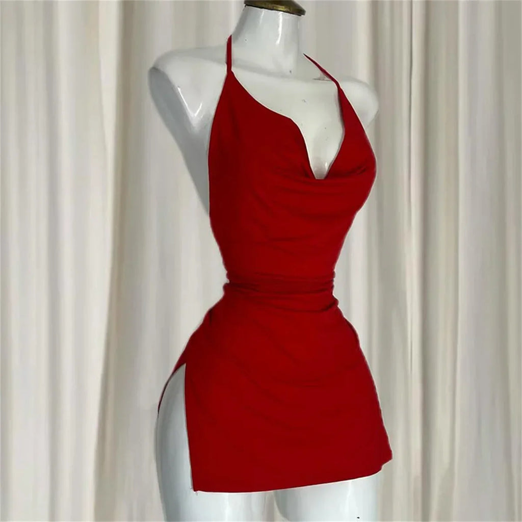 V Neck Backless Sundress | Sexy Lace Up Beach Dress -femstylo