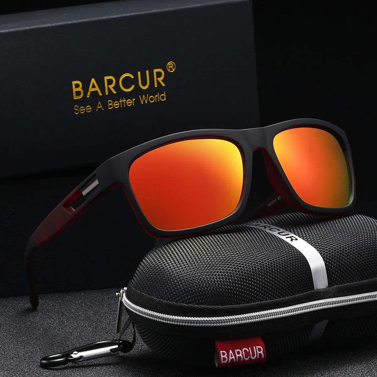 BARCUR Polarized Sport Fashion Sunglasses for Men – UV400 Protection Colorful TAC Coating Anti-Slip Polycarbonate Frame Cycling Fishing Hiking Outdoor Sports Eyewear – Durable Trendy Vintage Rectangular Design