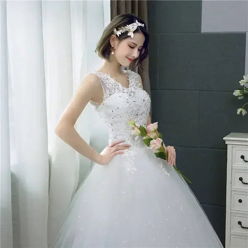 Plus Size Wedding Dress - V-Neck Sequined Ball Gown Customizable | Femstylo