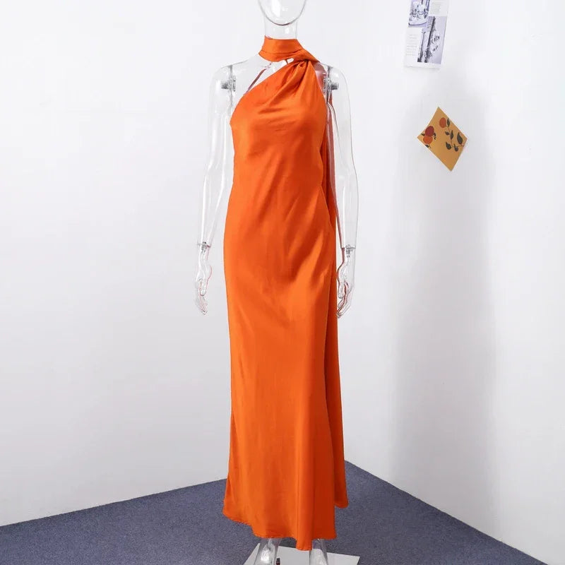 Backless Lace-Up Maxi Dress | Ribbon Sleeveless Evening Gown - Femstylo