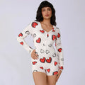 Ladies one-piece bodysuit sexy hot girl pajamas heart digital print short-sleeved set shorts home wear
