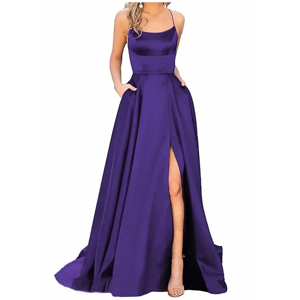 Navy Blue Bridesmaid Dress For Weddings Woman Guest 2024 Sexy Spaghetti Straps Split Prom Party Gowns Long Maid Of Dresses