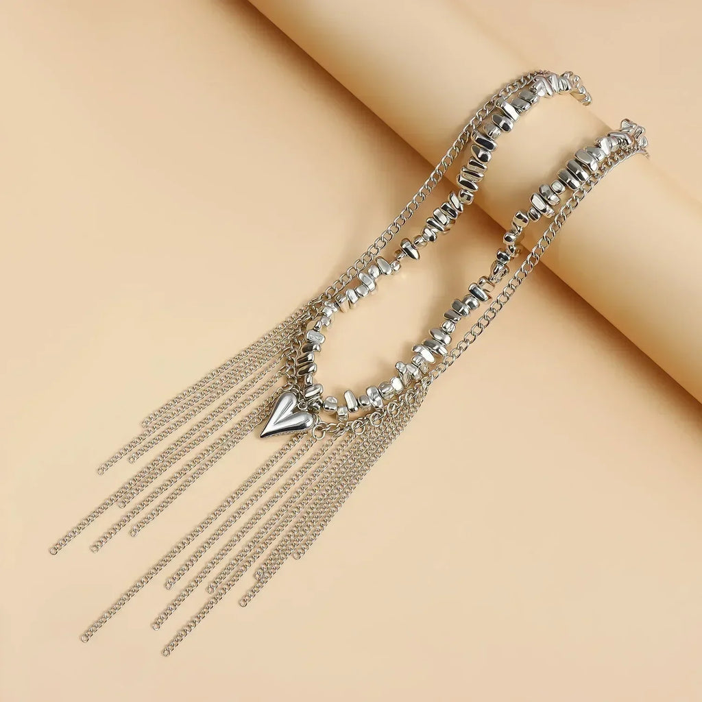 Fashion Heart Beaded Necklace for Women Boho Elegant Irregular Crystal Chain Y2K Choker Exquisite Party Gift Jewelry Accessories