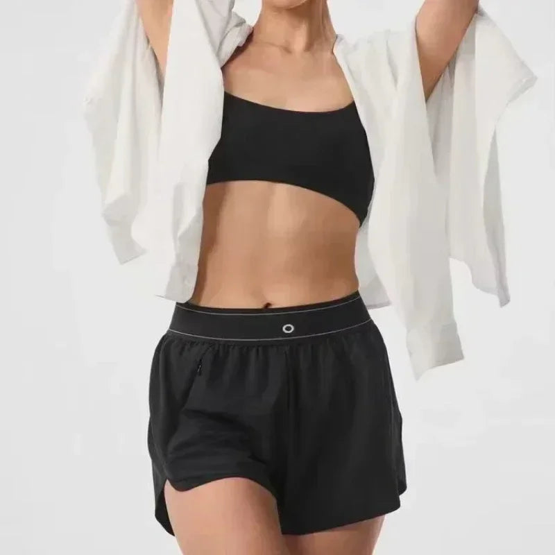 Comfort Breathable Black Cycling Shorts Summer Running Fitness New Leisure Sports Shorts Elastic High Waist Loose Yoga Shorts
