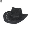 Summer Outdoor Men Women Hand-woven Western Cowboy Straw Hats Wide Brim Breathable Beach Jazz Cap Sun Protection Hat