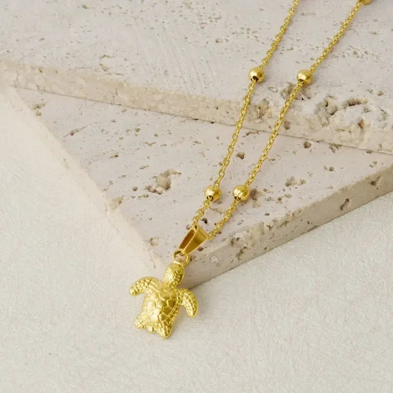 1Pc Temperament Fashion Summer Beach Blue Marine Life Sea Horse Shell Turtle Mini Fish Bead Necklace Classic Clavicle Chain