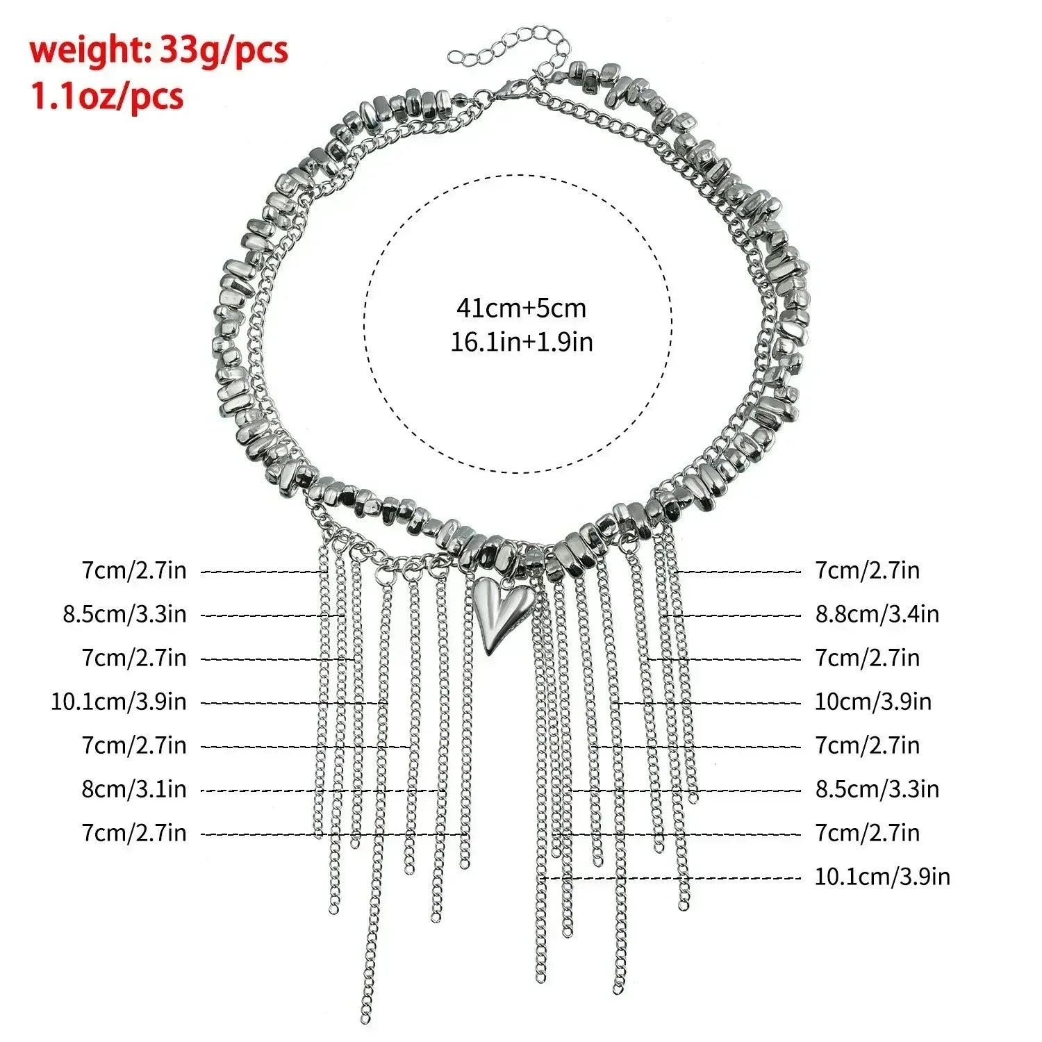 Fashion Heart Beaded Necklace for Women Boho Elegant Irregular Crystal Chain Y2K Choker Exquisite Party Gift Jewelry Accessories
