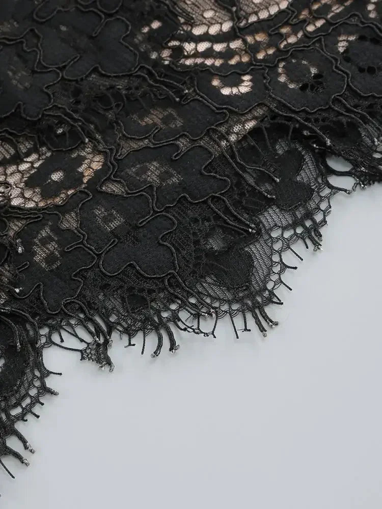 TARUXY Sexy Lace See-through Patchwork Corset Dress Female Bodycon Elegant Party MIrrgualr Mini Dress Women Tube Top Dress New