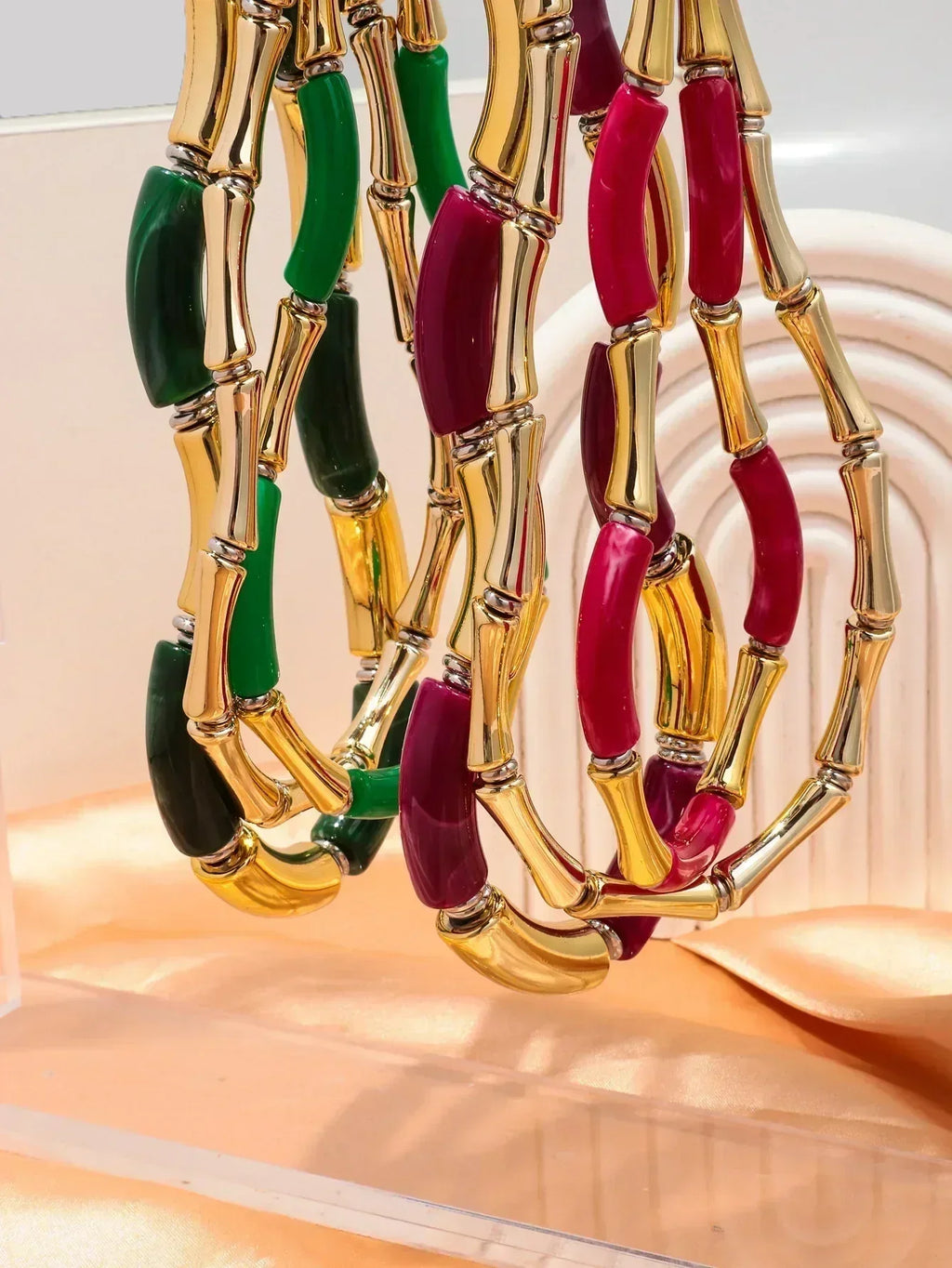 3 pieces/set Bohemian Acrylic Bamboo Beads Choker Necklace Set for Women Chunky Tube Necklaces 2024 Accessories Jewelry