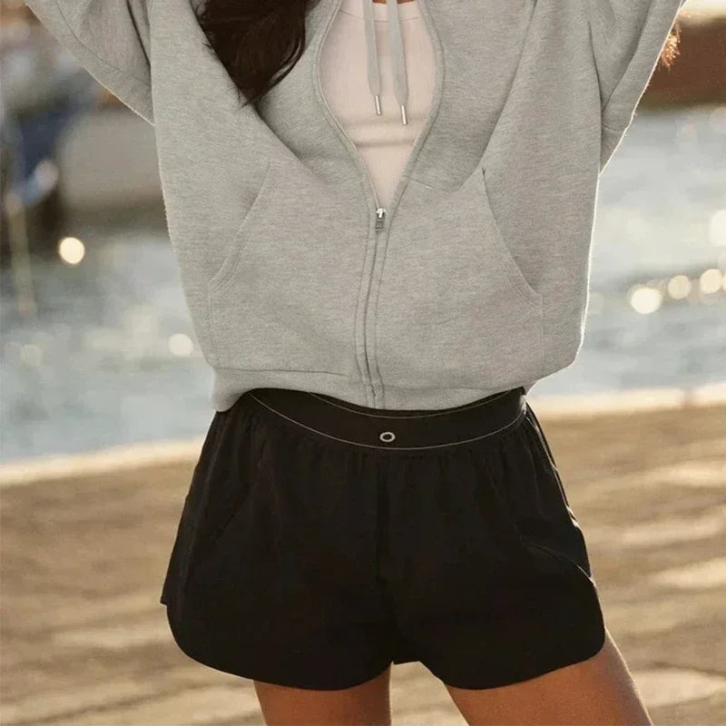 Comfort Breathable Black Cycling Shorts Summer Running Fitness New Leisure Sports Shorts Elastic High Waist Loose Yoga Shorts