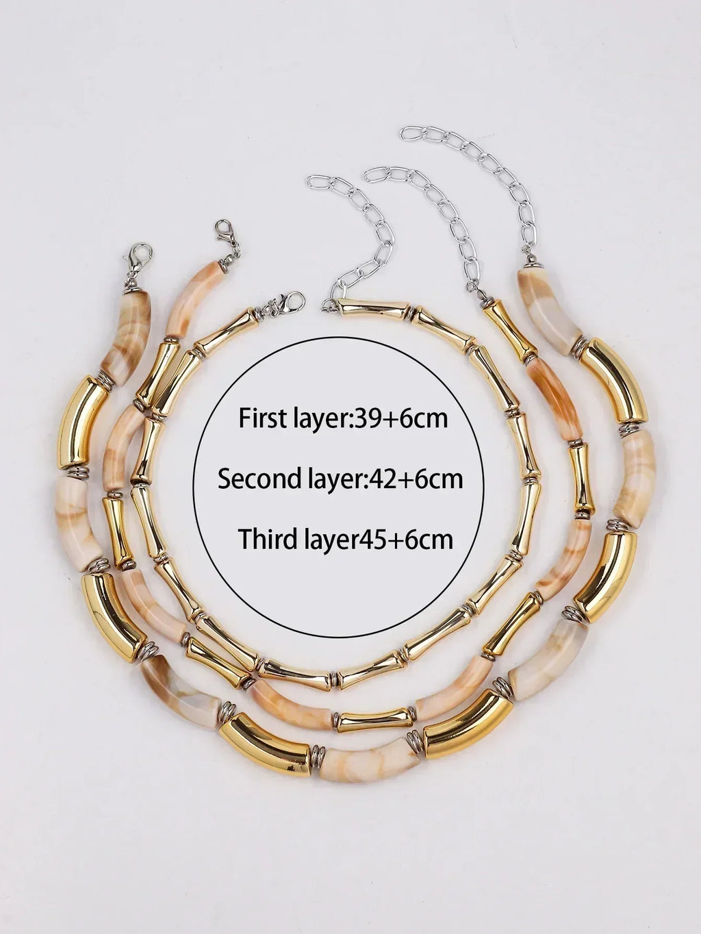 3 pieces/set Bohemian Acrylic Bamboo Beads Choker Necklace Set for Women Chunky Tube Necklaces 2024 Accessories Jewelry