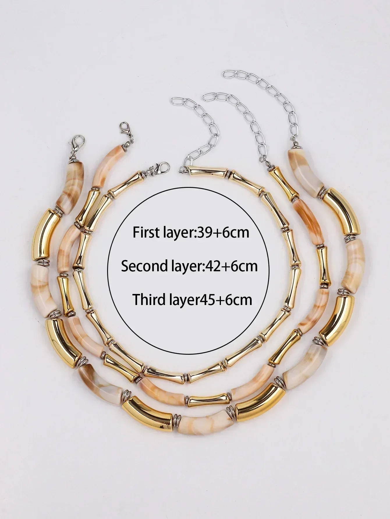 3 pieces/set Bohemian Acrylic Bamboo Beads Choker Necklace Set for Women Chunky Tube Necklaces 2024 Accessories Jewelry