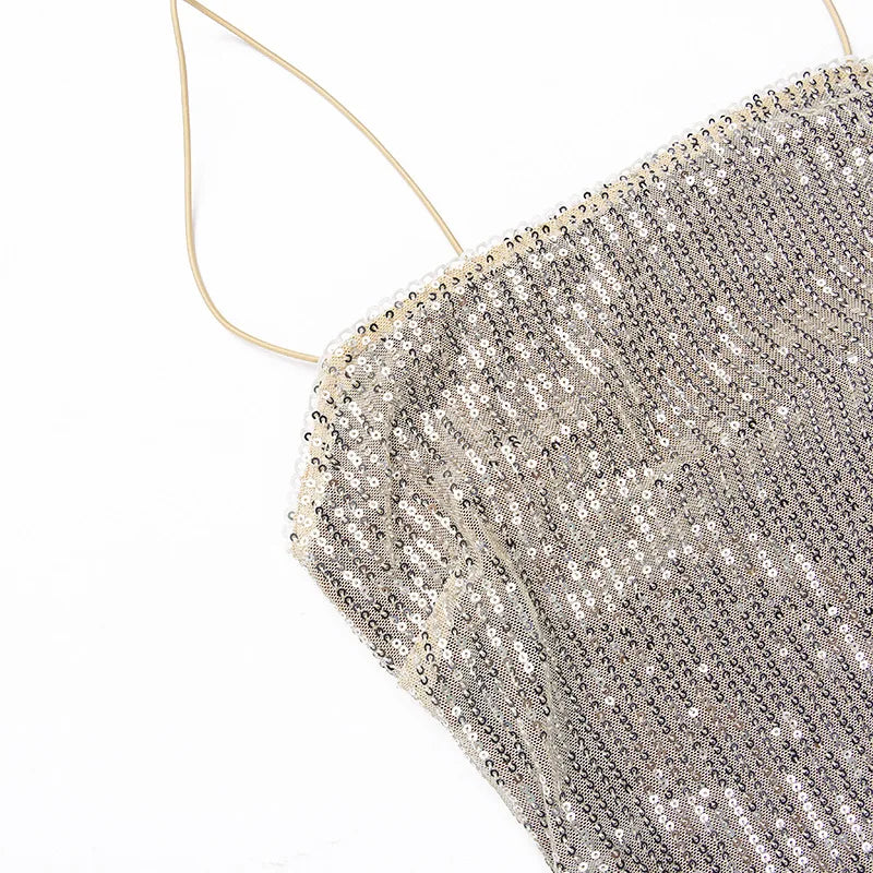 Sleeveless Glitter Sequined Evening Party Club Maxi Dress