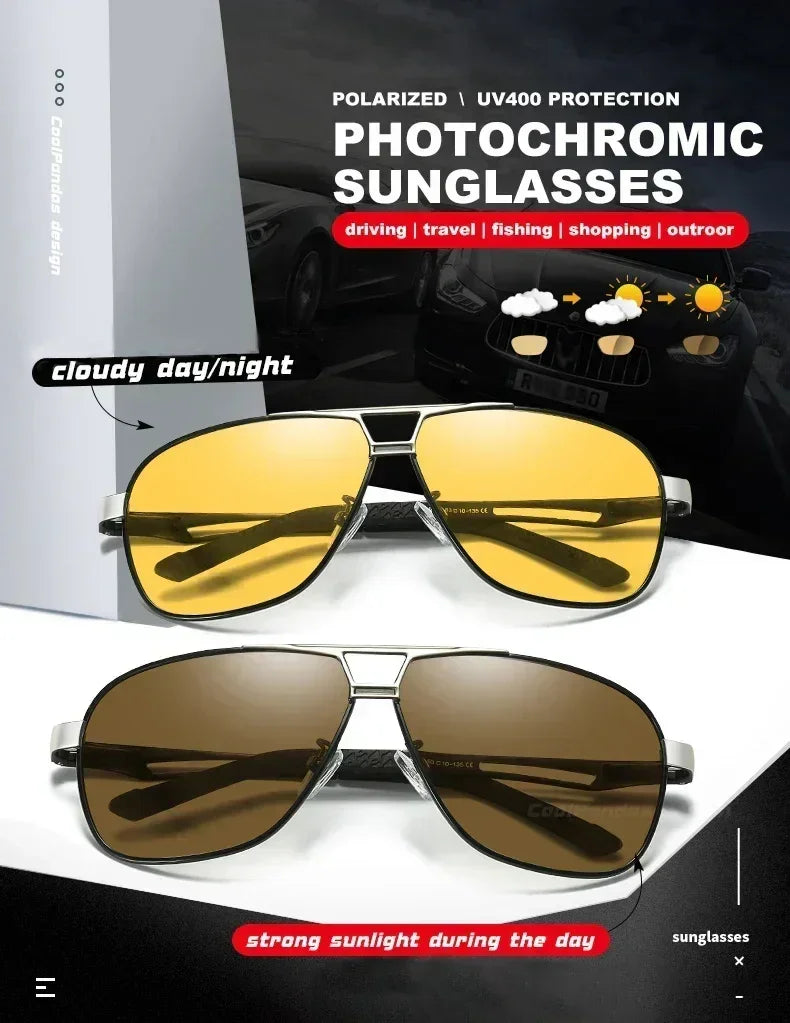 2024 UV400 Polarized Sunglasses Men Women Outdoor Discoloration Eyewear Men Trendy Photochromic Night Vision Sun Glasses