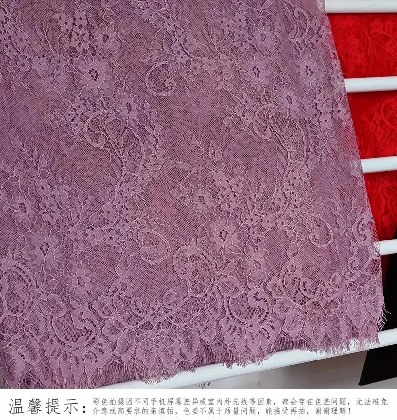 3Meters/lot Off White French Chantilly Lace Fabric , Eyelash Embroidery Lace Craft Bridal Veil Lace Accessory 150cm Width