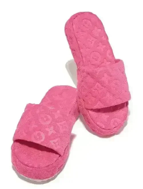 Flower Slides Thick Bottom Fur Slippers for Women