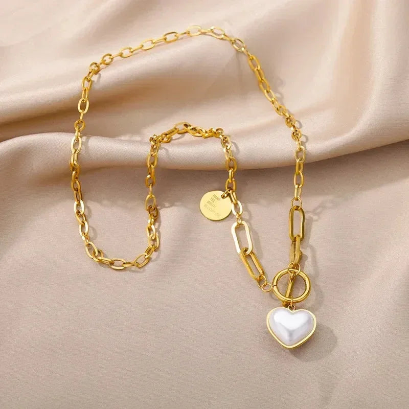 316L Stainless Steel Multilayer Heart Necklace For Women Girls Goth Gold Color Clavicle Chain Charm Choker Jewelry Birthday Gift