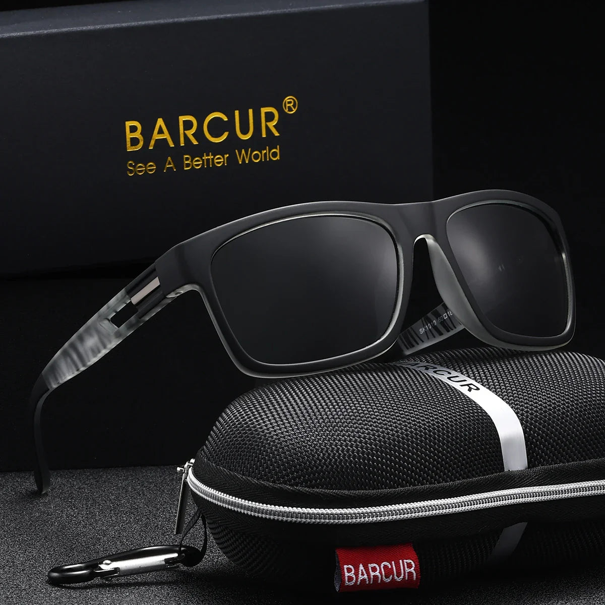 BARCUR Polarized Sport Fashion Sunglasses for Men – UV400 Protection Colorful TAC Coating Anti-Slip Polycarbonate Frame Cycling Fishing Hiking Outdoor Sports Eyewear – Durable Trendy Vintage Rectangular Design