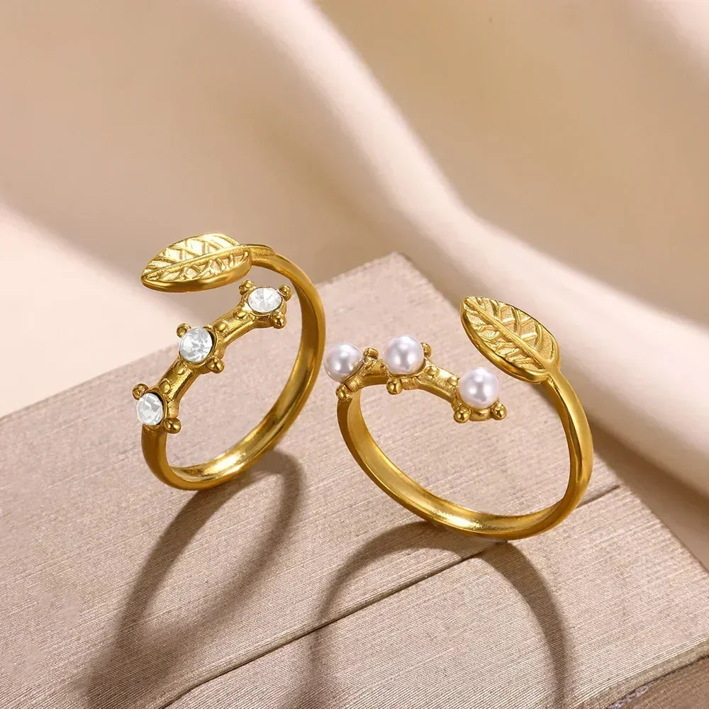 Stainless Steel Flower Open Rings For Women Trend Wedding Heart Jewelry Gold Color Geometric Hollow Ring Daily Accessories Gift
