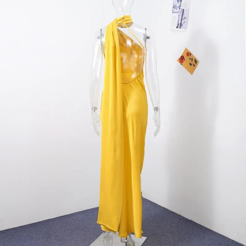 Backless Lace-Up Maxi Dress | Ribbon Sleeveless Evening Gown - Femstylo
