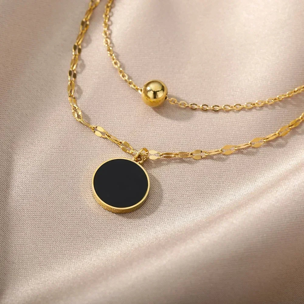 316L Stainless Steel Multilayer Heart Necklace For Women Girls Goth Gold Color Clavicle Chain Charm Choker Jewelry Birthday Gift