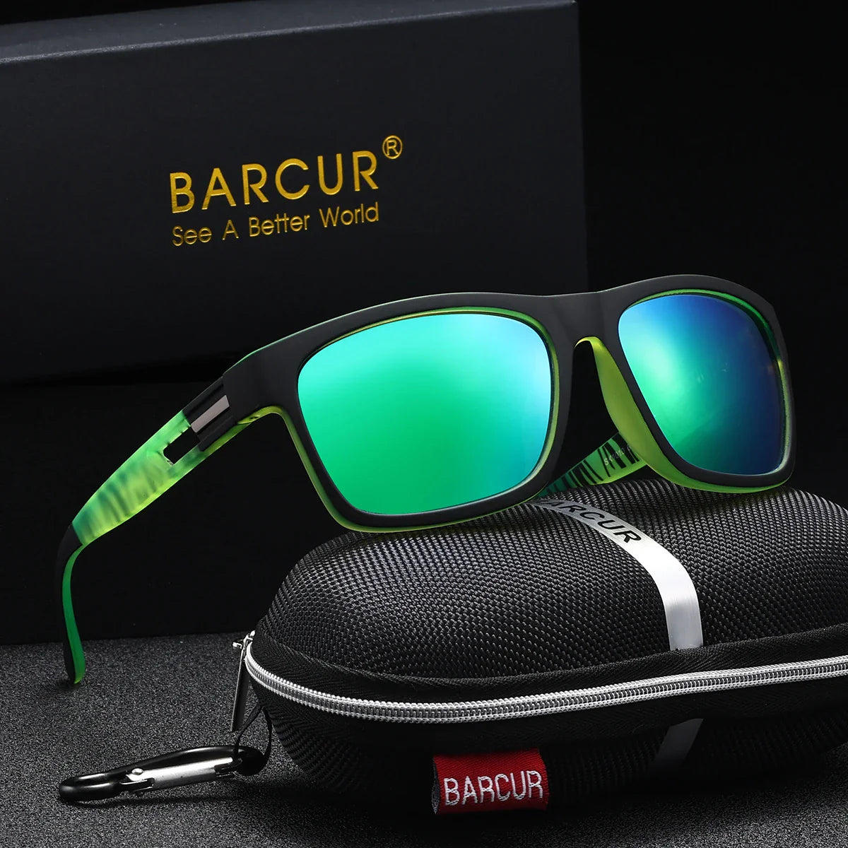 BARCUR Polarized Sport Fashion Sunglasses for Men – UV400 Protection Colorful TAC Coating Anti-Slip Polycarbonate Frame Cycling Fishing Hiking Outdoor Sports Eyewear – Durable Trendy Vintage Rectangular Design