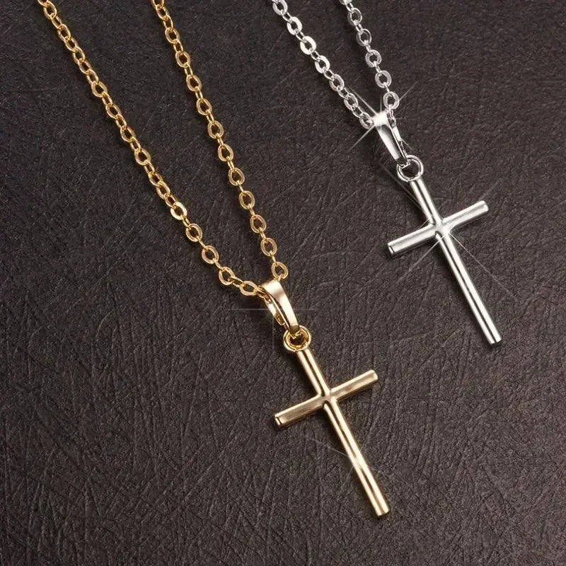 Luxury Zircon Cross Pendants Necklace Fashion Light Golden Silver Color for Men Women Jewelry Chain Accessory