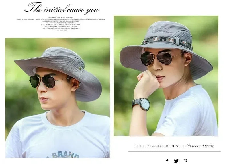 Hat Men's Outdoor Fishing Fisherman Hat Men's Large-brimmed Sun Hat Summer Sun Hat Youth Foldable Fishing Hat